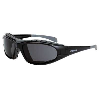 shiny black frame foam lined CrossFire Diamondback smoke anti-fog lens shiny black frame foam lined CrossFire Diamondback smoke anti-fog lens